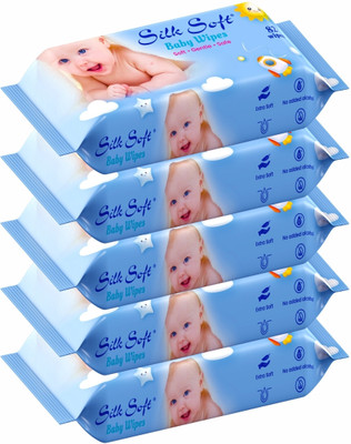 Silk Soft Baby wet wipes 82 pulls without lid PACK OF 5(410 Wipes)