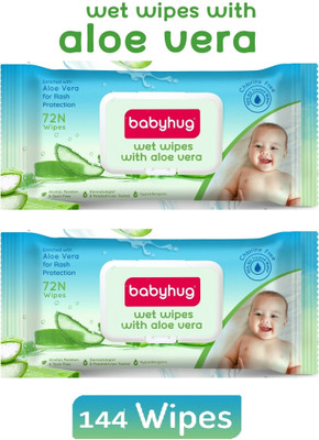 babyhug Wet Wipes with Aloe Vera - 72 Pieces (PACK OF 2)(144 Wipes)