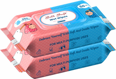 Silk Soft Multipurpose wipes 66 pulls with lid PACK OF 2(132 Wipes)