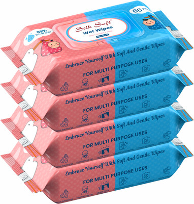 Silk Soft Multipurpose wipes 66 pulls with lid PACK OF 4(264 Wipes)