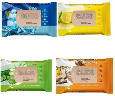 lieve Refreshing Wipes 4 Fragrances (Aloe Vera ,Honey, Ice ,Lemon)(100 Tissues)(4 Wipes)