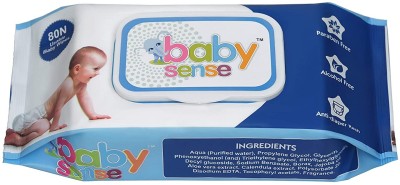 BABY SENSE 80N Usable Premium Baby Wipes with Almond Oil (80 Pcs) { Buy 10 get 2 free))(10 Wipes)