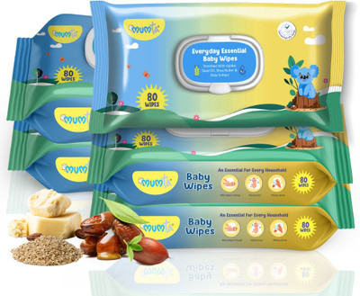 Mumta Soft Cleansing Baby Wipes with Aloe Vera & Vitamin E - 80 Counts/Pack (Set of 5)(400 Wipes)