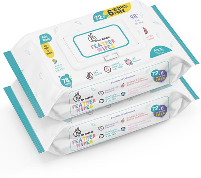 R for Rabbit Feather Aqua Baby Wipes Enriched with Vitamin E (Pack of 78 x 2)(156 Wipes)