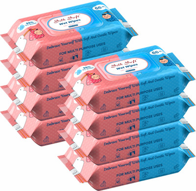 Silk Soft Multipurpose wipes 66 pulls with lid PACK OF 8(528 Wipes)