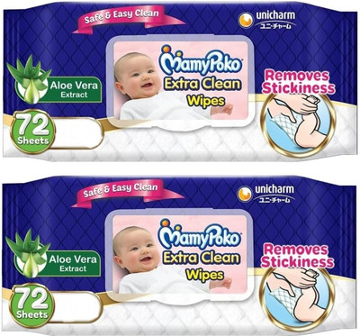 MamyPoko Extra Clean Wipes 72+72 Wipes(2 Wipes)