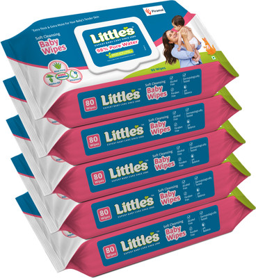 Little's Soft Cleansing Baby Wipes with Aloe Vera, Jojoba Oil and Vitamin E, Lid Pack(400 Wipes)