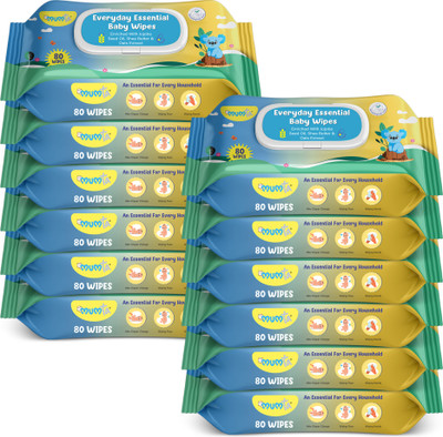 Mumta Soft Cleansing Baby Wipes with Aloe Vera & Vitamin E 80 Counts/Pack (Set of 12)(960 Wipes)