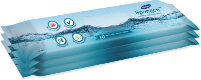 DIGNITY Spongee Soft Body Cleansing Wet Wipes for Adult, 300x300 mm 10 Pack (Pack of 3)(30 Wipes)