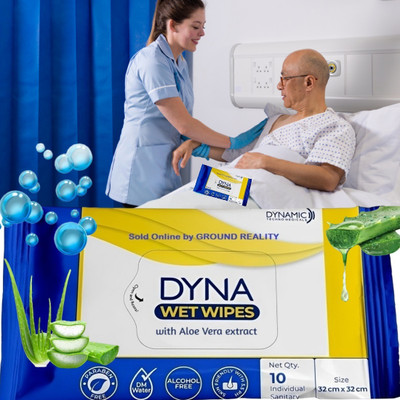 Dyna 100 Pulls XL easy bath wet wipes. Enriched with Aloe Vera + (FREE fridge magnet)(10 Wipes)