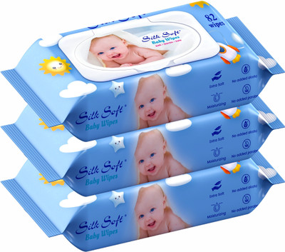 Silk Soft Baby wet wipes 82 pulls with lid PACK OF 3(246 Wipes)
