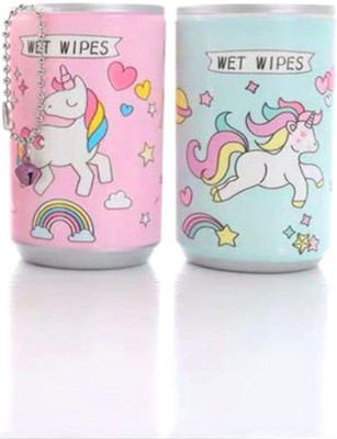 Elecsera Wet Wipes Tissue Can for Cleaning Face Body for Kids (Set of 2, Multicolor)(60 Wipes)