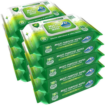 GLIDER Multipurpose Wipes | Ideal for Skin & Surfaces | with Flip-top (Pack of 10(720 Wipes)
