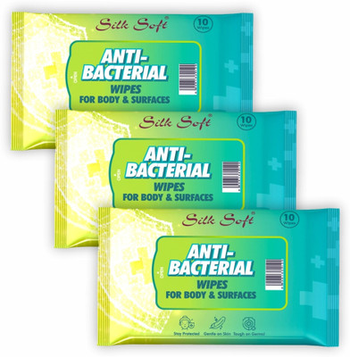 Silk Soft Antibacterial wipes 10 pulls PACK OF 3(30 Wipes)