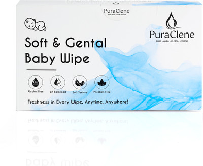 puraclene Premium Baby Wipes | Aloe Vera & Vitamin E Enriched | Soft,Gentle & Alcohol-Free(50 Wipes)