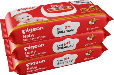 Pigeon Premium Baby wet Wipes 72 Sheets Skincare With Lid-Pack Of 3(3 Wipes)