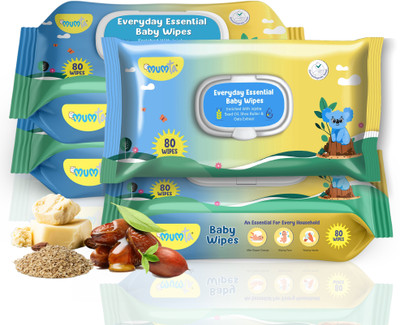 Mumta Soft Cleansing Baby Wipes with Aloe Vera & Vitamin E - 80 Counts/Pack (Set of 4)(320 Wipes)