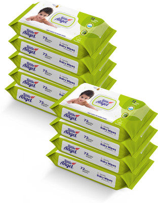 Little Angel Super Soft Cleansing Baby Wipes Lid Pack, 648 Count,Pack of 9,72 count/pack(648 Wipes)