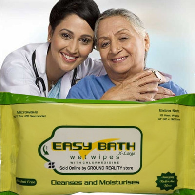 easy bath Wet Wipes 18 Packs (180 pcs). 10 Pulls/Pack– 32x32cms with 18 FREE Disposal Bags(18 Wipes)