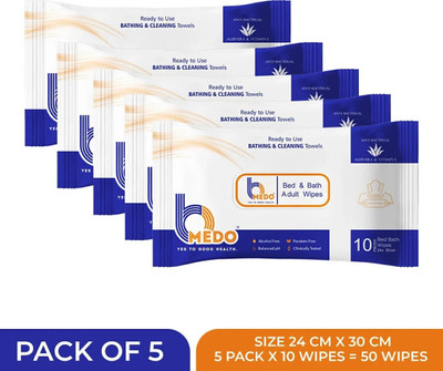 Bmedo Body Cleansing Wet Bed Bath Wipes for Adults(Pack of 5)(5 Wipes)