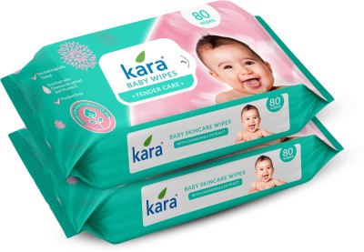 KARA Baby Wet Wipes with Lid | With goodness of Chamomile & Vitamin E | Pack of 2 |(160 Wipes)