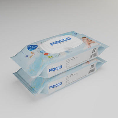 MOCCO NATURALLY FRESH Cleansing Baby Wipes with Lid Extra Thick & Moist Wet Wipes(2 Wipes)