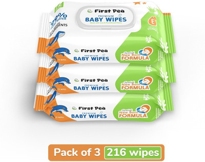firstpea Soft Cleansing Baby Wipe Extra Thick & Moist Wet Wipes Pack Of 3 (72*3=216)(216 Wipes)