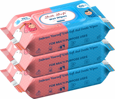 Silk Soft Multipurpose wipes 66 pulls with lid PACK OF 3(198 Wipes)