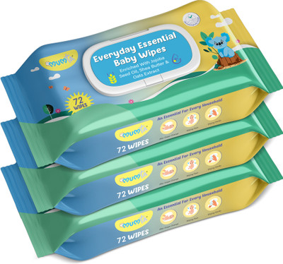 Mumta Soft Cleansing Baby Wipes with Aloe Vera & Vitamin E -72 Counts/Pack (Set of 3)(216 Wipes)