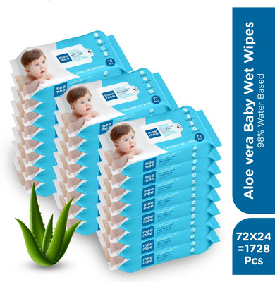 MeeMee Soft Cleansing Baby Wet with Aloe vera - Pack of 24(1728 Wipes)