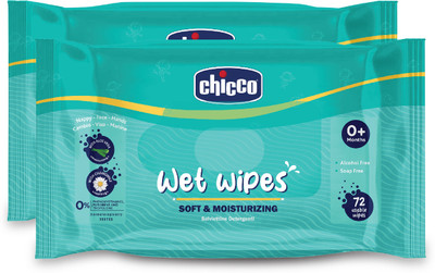 Chicco Baby Moisturizing Wet Wipes with Aloe Vera and Chamomile(144 Wipes)