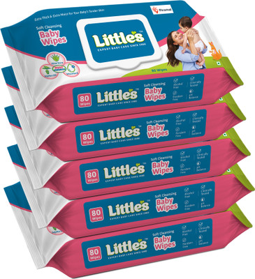 Little's Soft Cleansing Baby Wipes with Aloe Vera, Jojoba Oil and Vitamin E, Lid Pack(400 Wipes)