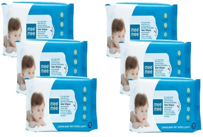 MeeMee Anti Bacterial Caring Baby Wet Wipes with Lemon Fragrance -72pcs x 6 pack(6 Wipes)
