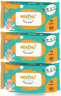 MEECHU Baby Wet Wipes 72's Combo Pack of 6 With One 200 ml Baby Lotion Bottle(432 Wipes)