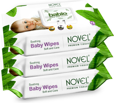 NOVEL Baby Wipes 72 Sheets pack of 3/with Lid(3 Wipes)