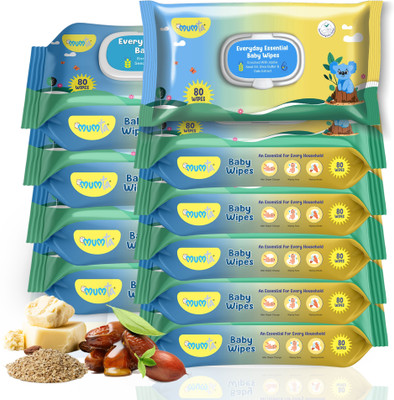 Mumta Soft Cleansing Baby Wipes with Aloe Vera & Vitamin E 80 Counts/Pack (Set of 10)(800 Wipes)