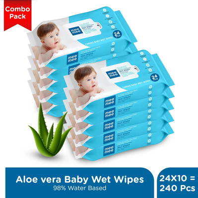 MeeMee Soft Cleansing Baby Wet with Aloe vera - Pack of 10(10 Wipes)