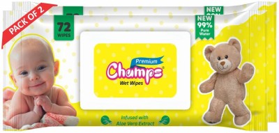 Champs Premium Baby Wet Wipes|Pack of 2(144 Wipes)
