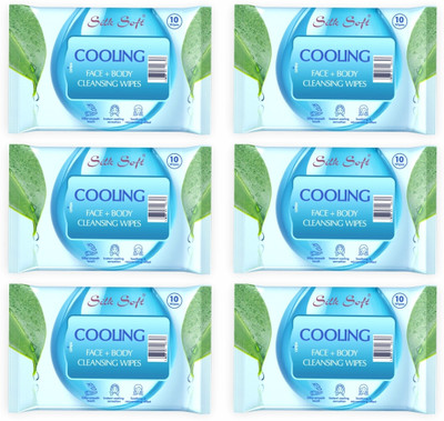 Silk Soft Cooling wipes 10 pulls PACK OF 6(60 Wipes)