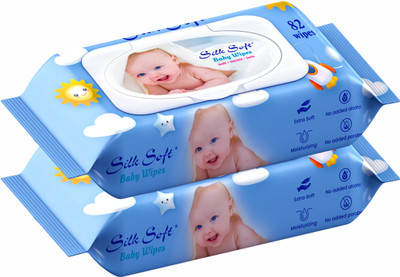 Silk Soft Baby wet wipes 82 pulls with lid PACK OF 2(164 Wipes)