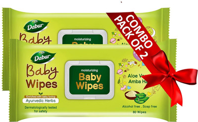 Dabur Baby Wipes Soft Moisturizing Wet Wipes 80ps (Pack of 2)(160 Wipes)