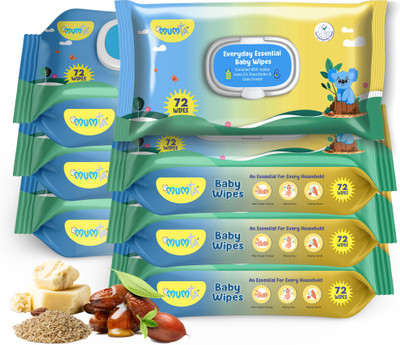 Mumta Soft Cleansing Baby Wipes with Aloe Vera & Vitamin E -72 Counts/Pack (Set of 7)(504 Wipes)