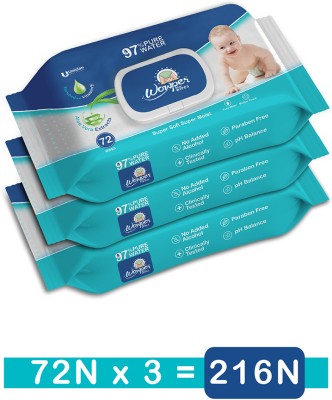 WOWPER Wet Wipes With Lid | Aloe Vera Extracts| Paraben & Sulphate Free | pack of 3(216 Wipes)