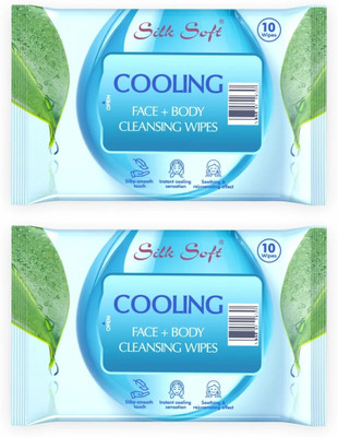 Silk Soft Cooling wipes 10 pulls PACK OF 2(20 Wipes)