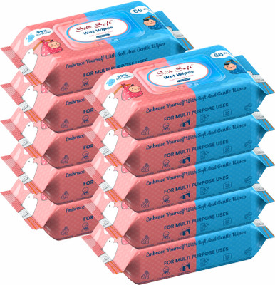 Silk Soft Multipurpose wipes 66 pulls with lid PACK OF 10(660 Wipes)