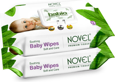 NOVEL Baby Wipes 72 Sheets pack of 2/with Lid(144 Wipes)