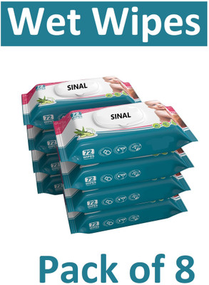 SINAL Pack of 8 Wet Wipes (72 leaf each) With Cap Wipes With Lid WIP57.1(8 Wipes)