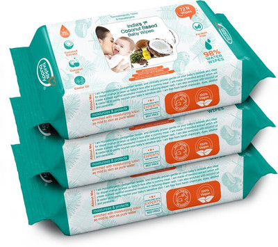 Buddsbuddy Combo of 3 Coconut Based Skincare Baby Wet Wipes(216 Wipes)