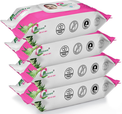 putuncare Baby moisturize wet Wipes with Aloe Vera and Vitamin E with Lid Pack of 4(320 Wipes)