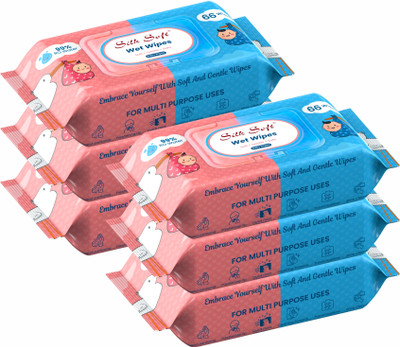 Silk Soft Multipurpose wipes 66 pulls with lid PACK OF 6(396 Wipes)